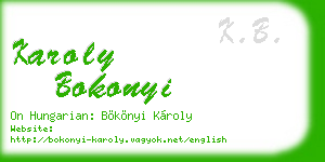 karoly bokonyi business card